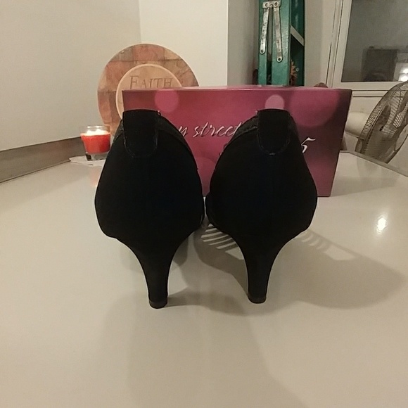 Easy Street Alive 5 size 8W Black Glitter Heels - Picture 4 of 7